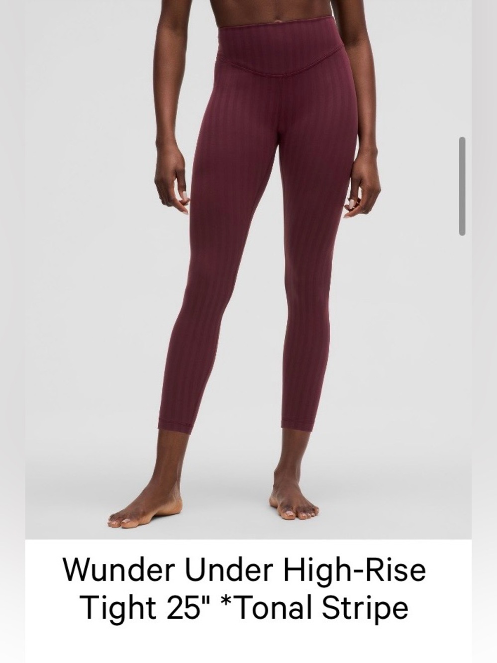 lululemon wunder under tonal stripe high rise legging 6 25” garnet